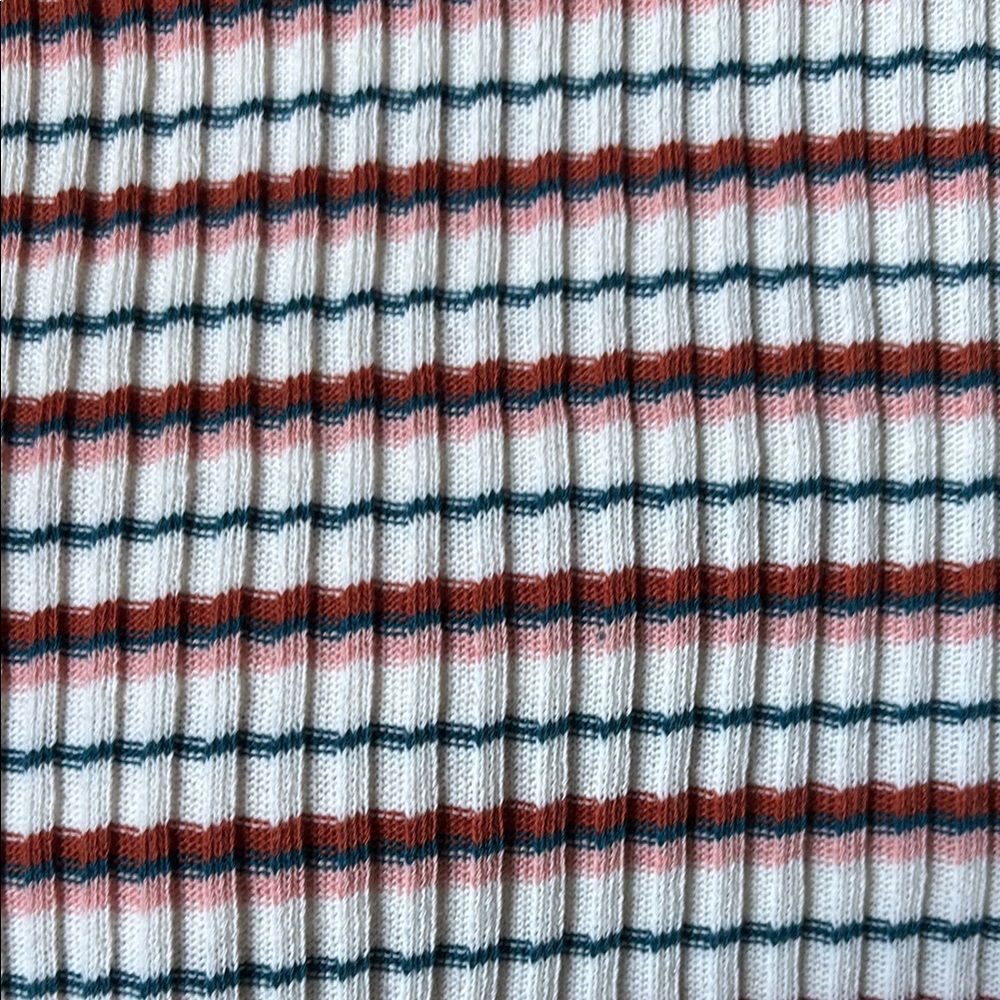 SOLD Blackbird Fabrics Stripe Ribbed Jersey- Ivory/Pink/Teal - 0.5 m